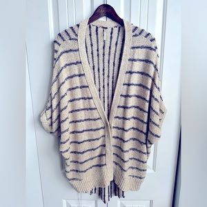 Free People Oversized Short-Sleeve Stripped Cardigan size S-L